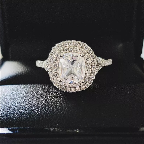 925 Silver Wedding Engagement Diamond Ring New - Picture 5 of 6